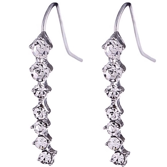 Jewelry - Silver Crystal Crawler Earrings
